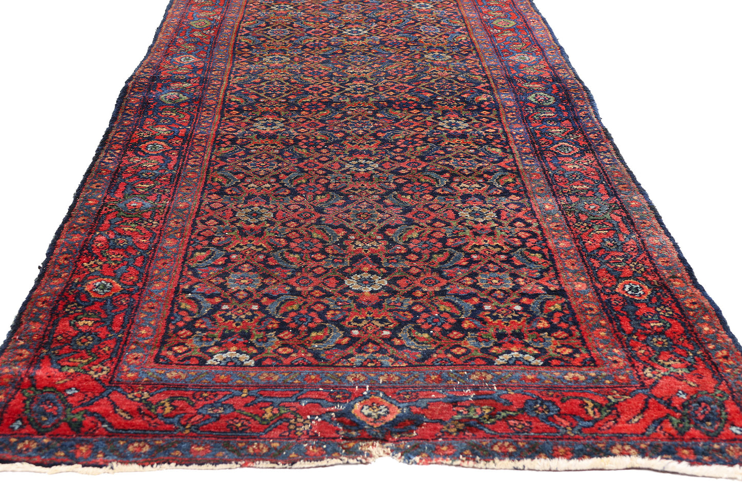 3 x 17 - Navy Blue Antique Persian Senneh Rug - 79692