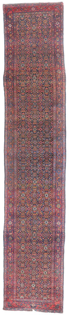 3 x 17 - Navy Blue Antique Persian Senneh Rug - 79692