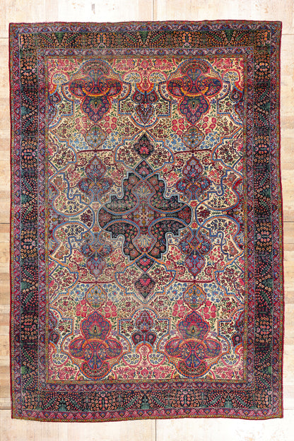 12 x 17 - Ivory Antique Persian Yazd Rug - 79693