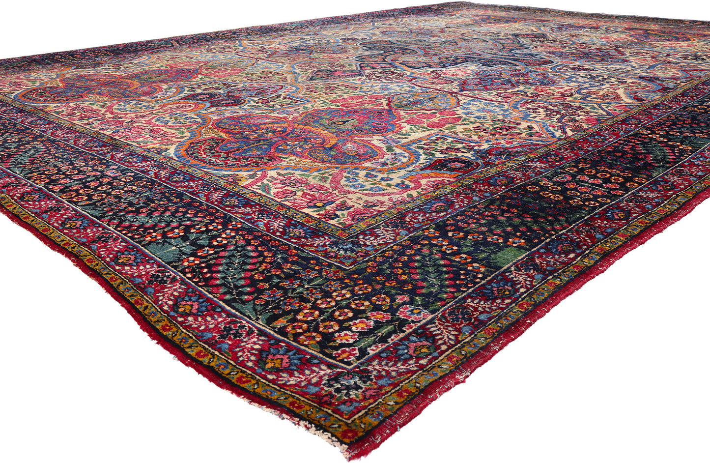 12 x 17 - Ivory Antique Persian Yazd Rug - 79693