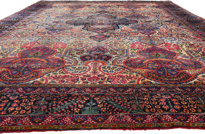 12 x 17 - Ivory Antique Persian Yazd Rug - 79693