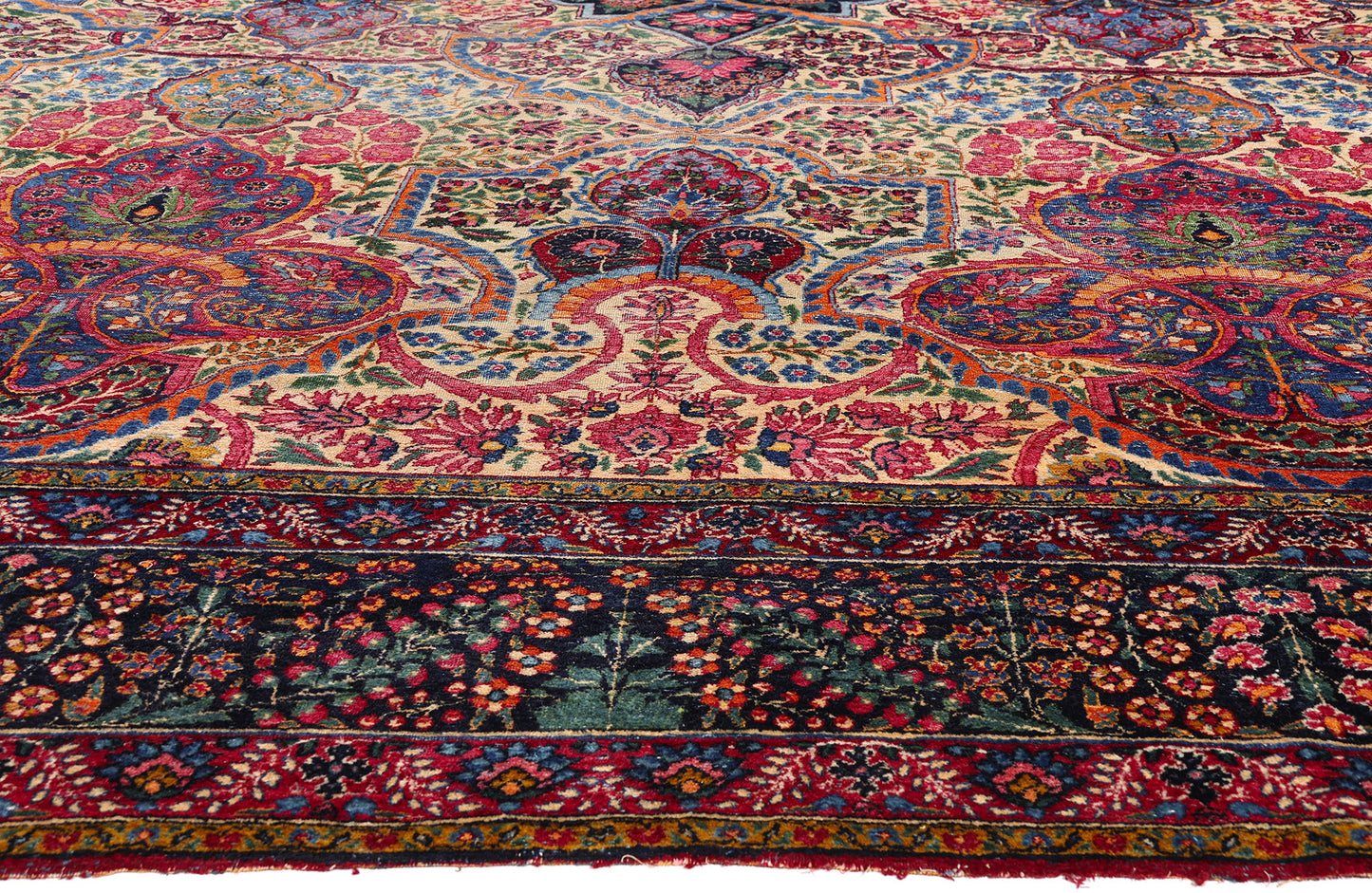 12 x 17 - Ivory Antique Persian Yazd Rug - 79693