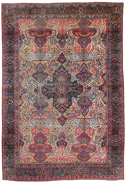 12 x 17 - Ivory Antique Persian Yazd Rug - 79693