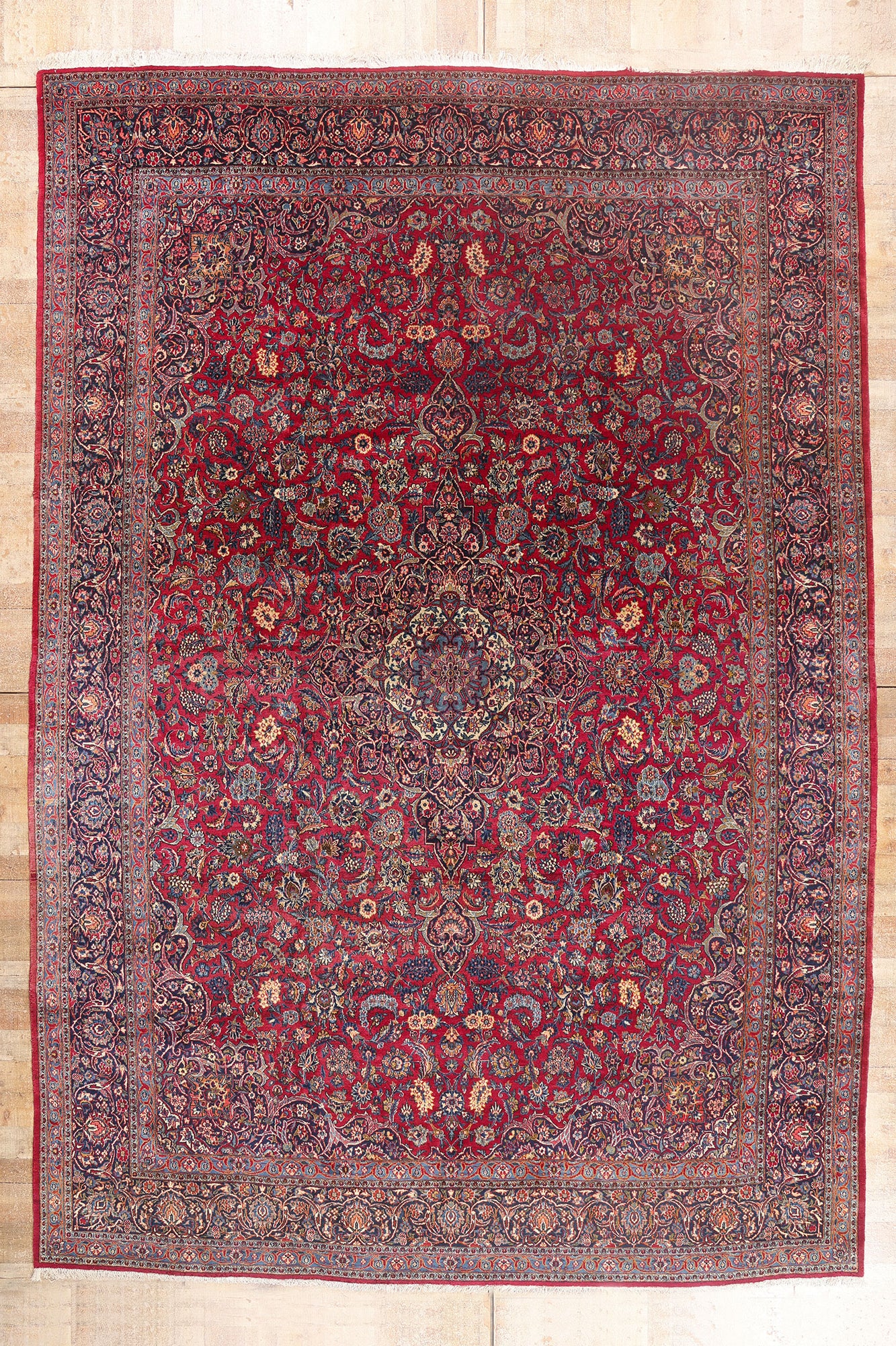 11 x 16 - Red Antique Persian Kashan Rug - 79694