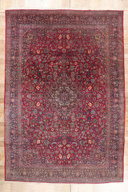 11 x 16 - Red Antique Persian Kashan Rug - 79694