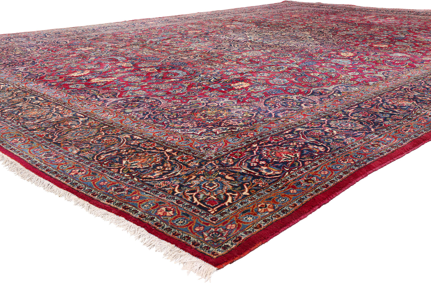 11 x 16 - Red Antique Persian Kashan Rug - 79694