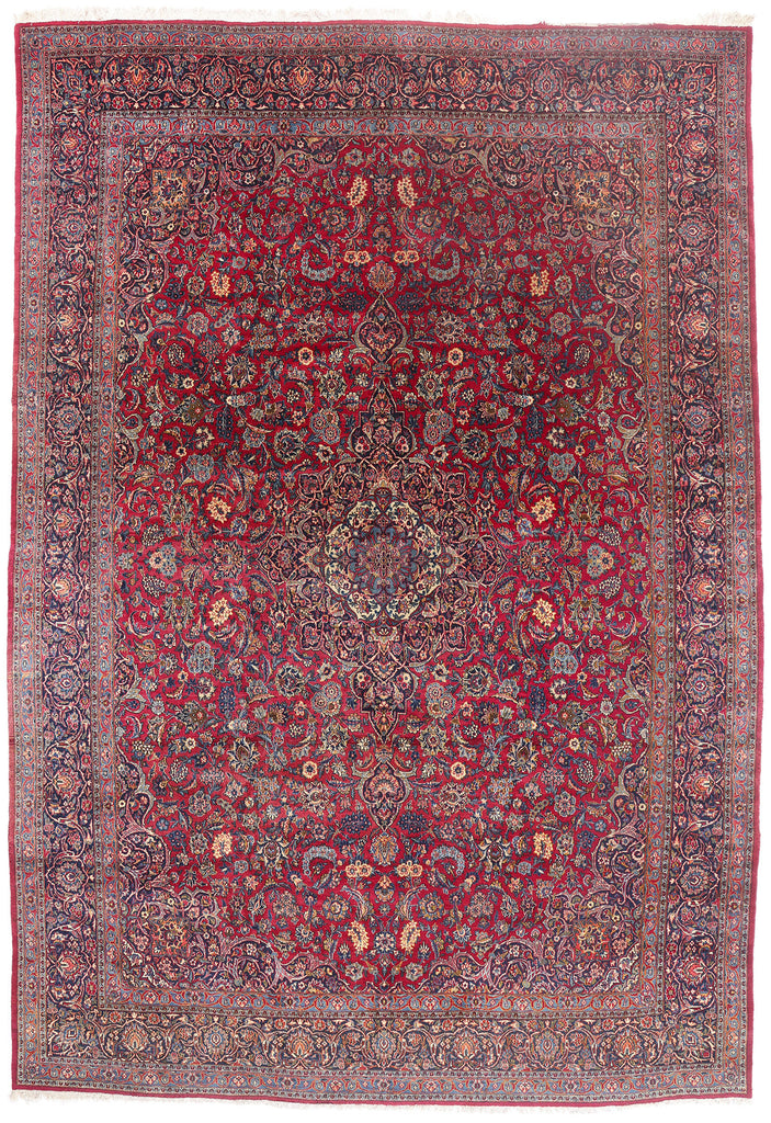 11 x 16 - Red Antique Persian Kashan Rug - 79694