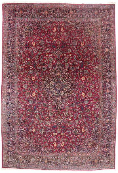 11 x 16 - Red Antique Persian Kashan Rug - 79694