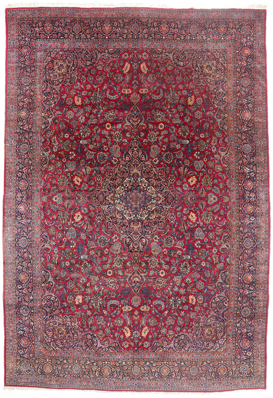 11 x 16 - Red Antique Persian Kashan Rug - 79694