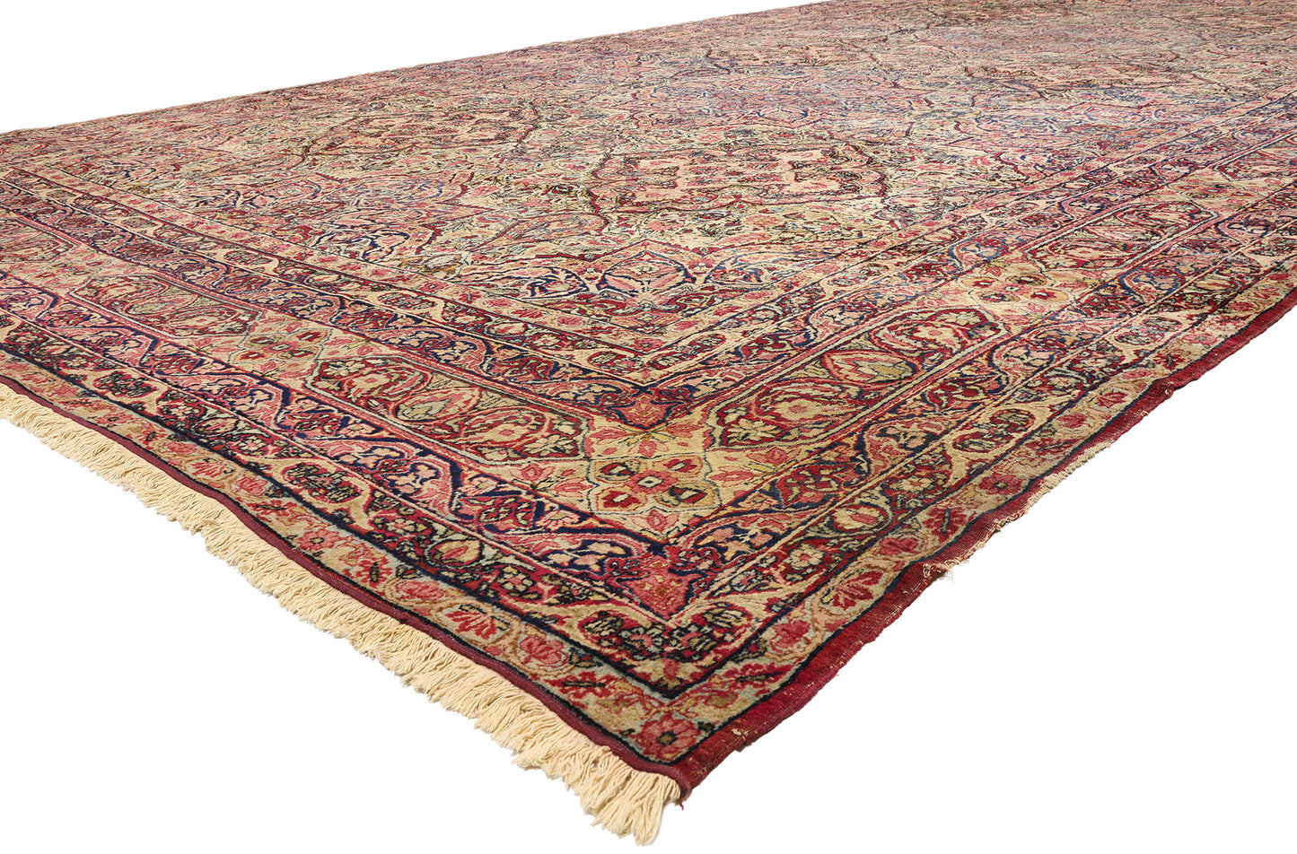 13 x 22 - Beige Antique Persian Kermanshah Rug - 79695