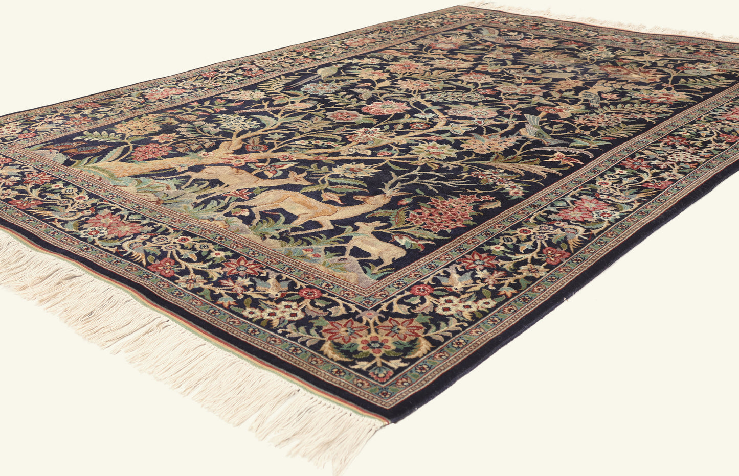 5 x 7 - Navy Blue Vintage Persian Tabriz Rug - 79697