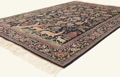 5 x 7 - Navy Blue Vintage Persian Tabriz Rug - 79697