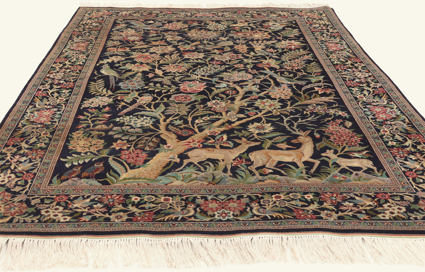 5 x 7 - Navy Blue Vintage Persian Tabriz Rug - 79697