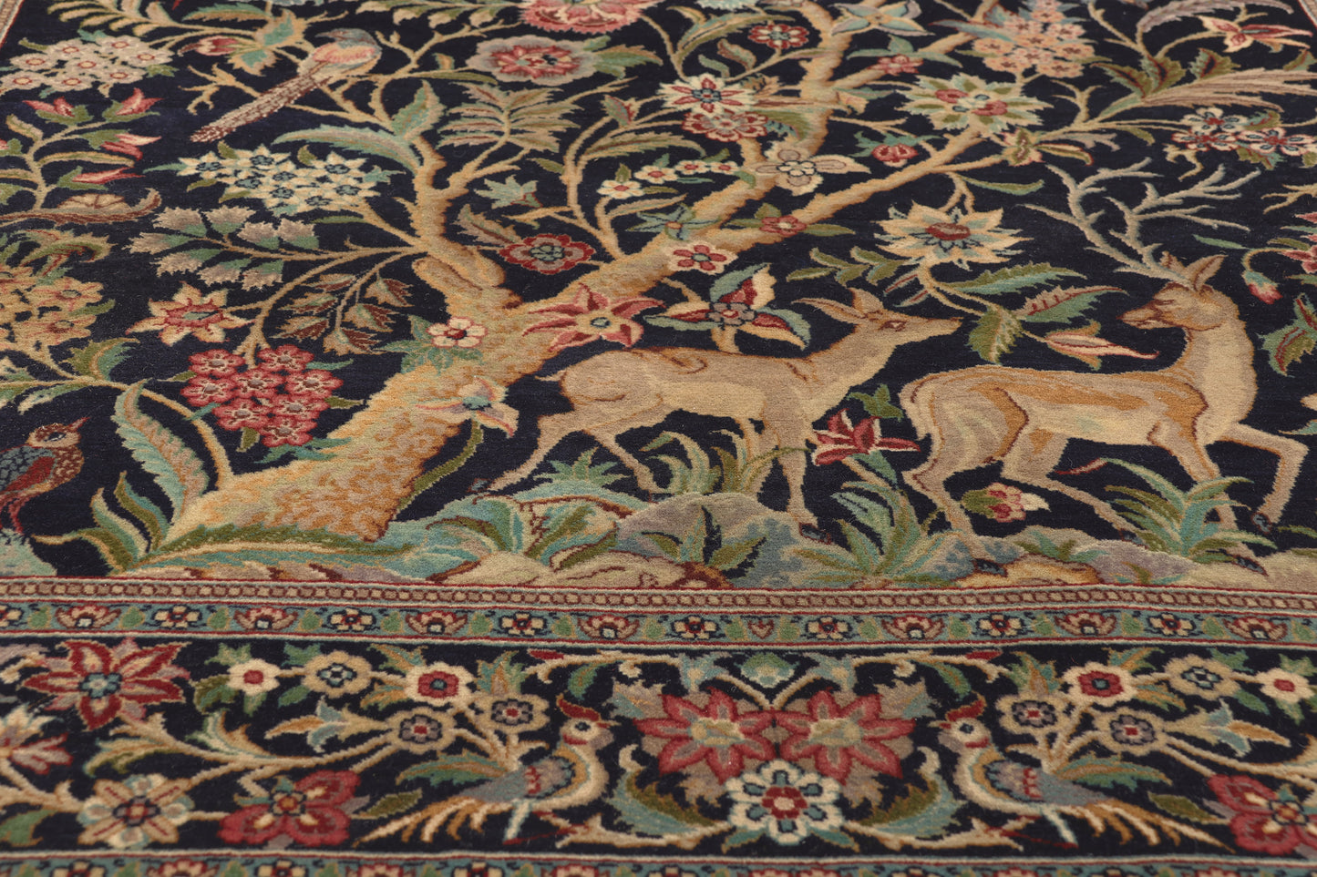 5 x 7 - Navy Blue Vintage Persian Tabriz Rug - 79697