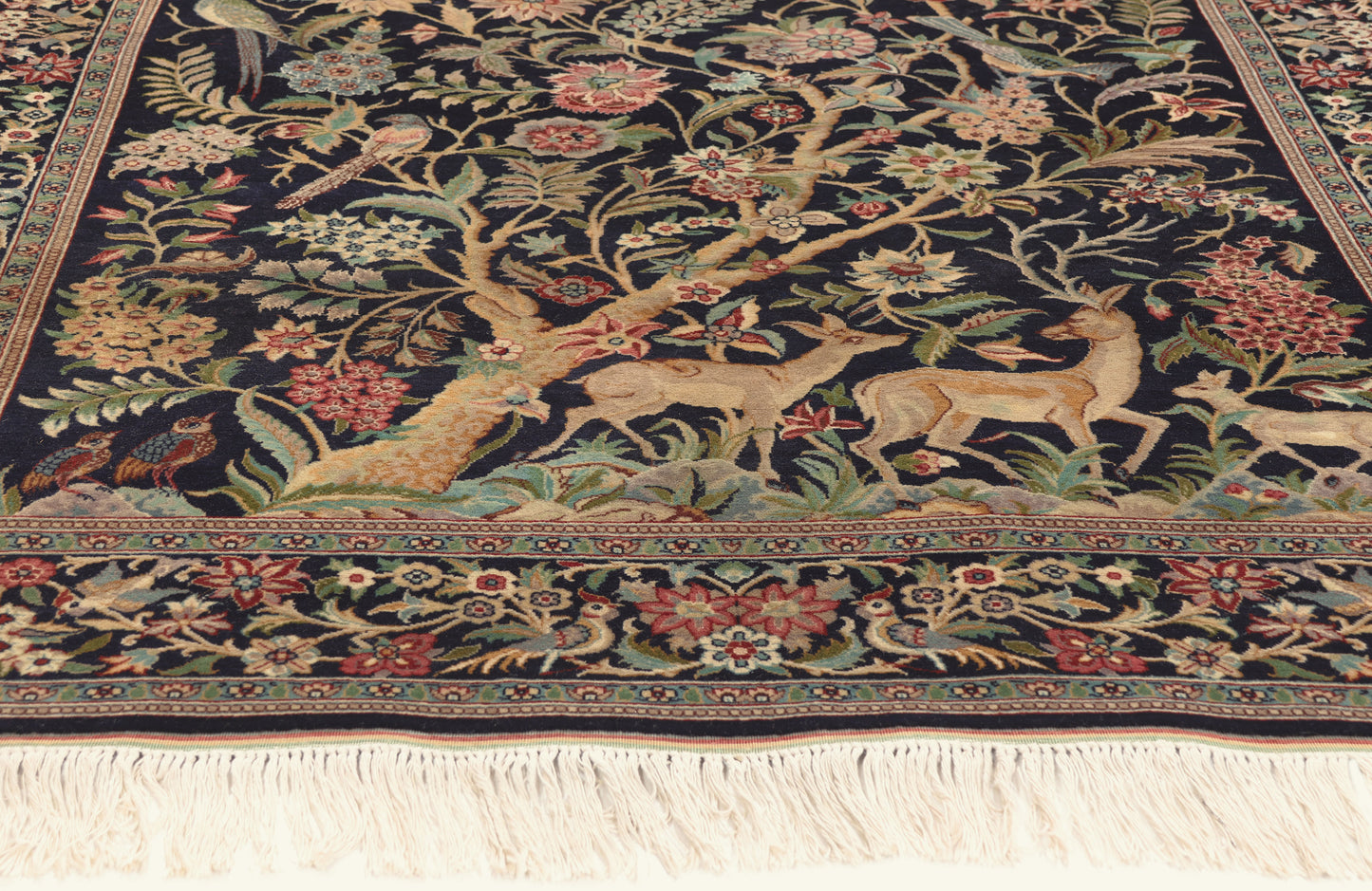 5 x 7 - Navy Blue Vintage Persian Tabriz Rug - 79697