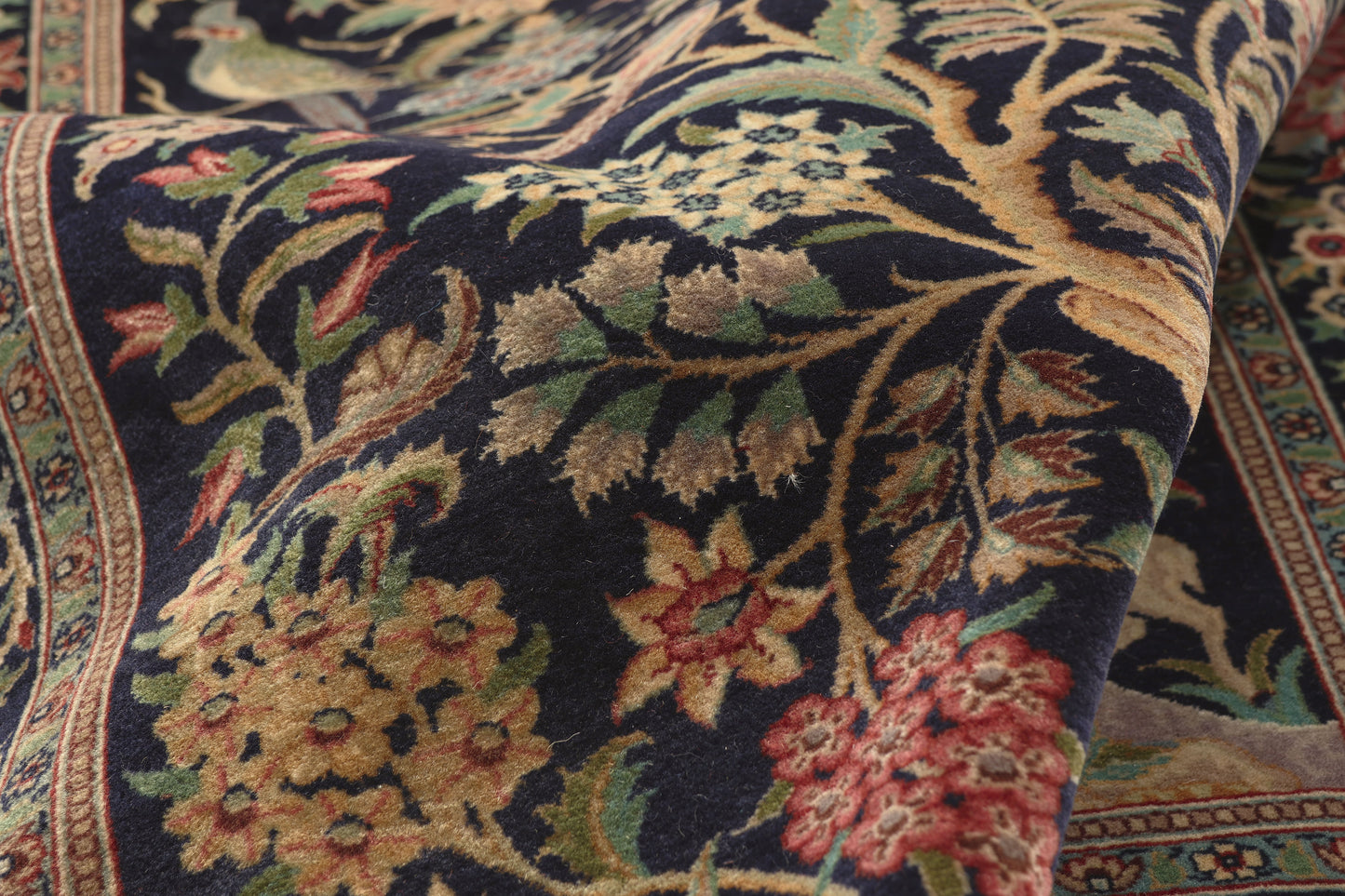 5 x 7 - Navy Blue Vintage Persian Tabriz Rug - 79697