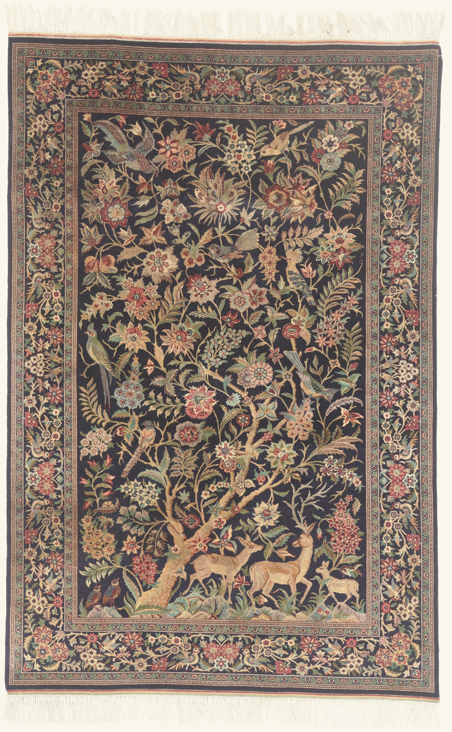 5 x 7 - Navy Blue Vintage Persian Tabriz Rug - 79697