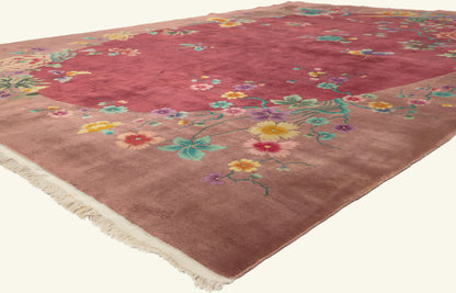 10 x 13 - Red Vintage Chinese Art Deco Rug - 79698