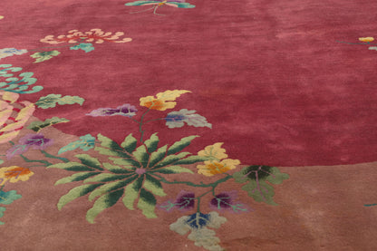 10 x 13 - Red Vintage Chinese Art Deco Rug - 79698