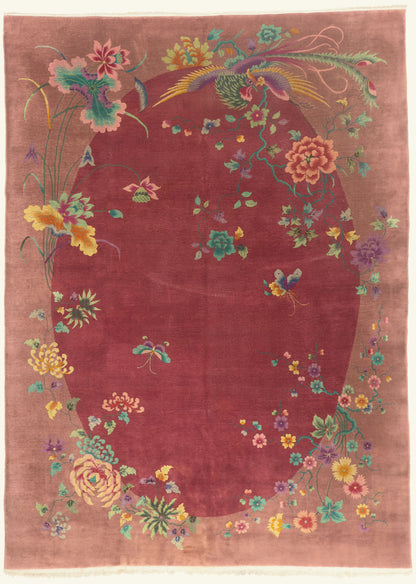 10 x 13 - Red Vintage Chinese Art Deco Rug - 79698