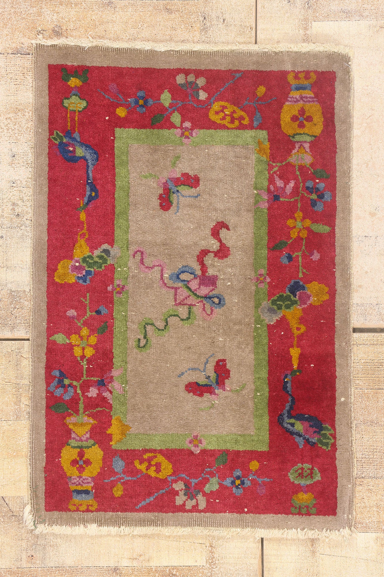 2 x 3 - Taupe Antique Chinese Art Deco Rug - 79701