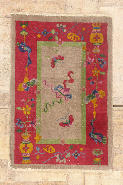 2 x 3 - Taupe Antique Chinese Art Deco Rug - 79701
