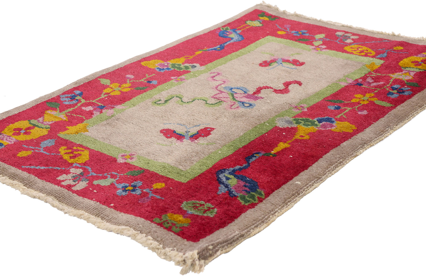 2 x 3 - Taupe Antique Chinese Art Deco Rug - 79701
