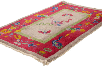 2 x 3 - Taupe Antique Chinese Art Deco Rug - 79701