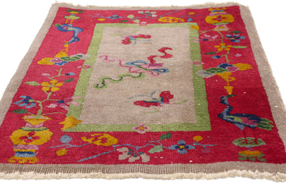 2 x 3 - Taupe Antique Chinese Art Deco Rug - 79701