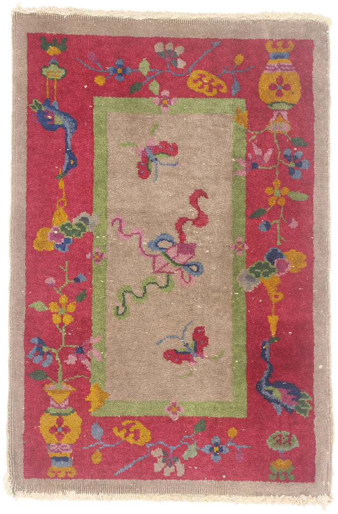 2 x 3 - Taupe Antique Chinese Art Deco Rug - 79701