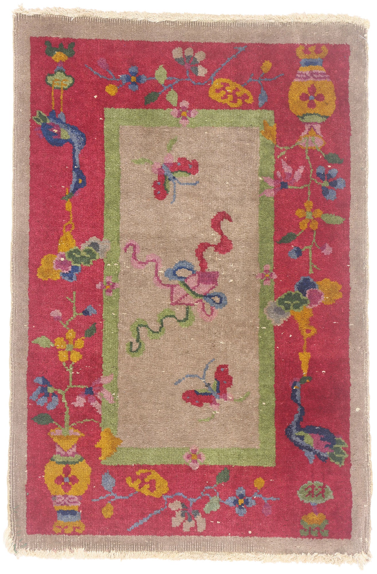 2 x 3 - Taupe Antique Chinese Art Deco Rug - 79701