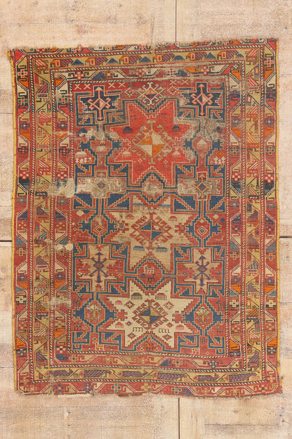 4 x 5 - Rust Antique Caucasian Kazak Rug - 79703