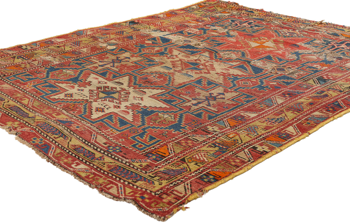 4 x 5 - Rust Antique Caucasian Kazak Rug - 79703