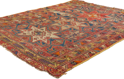 4 x 5 - Rust Antique Caucasian Kazak Rug - 79703