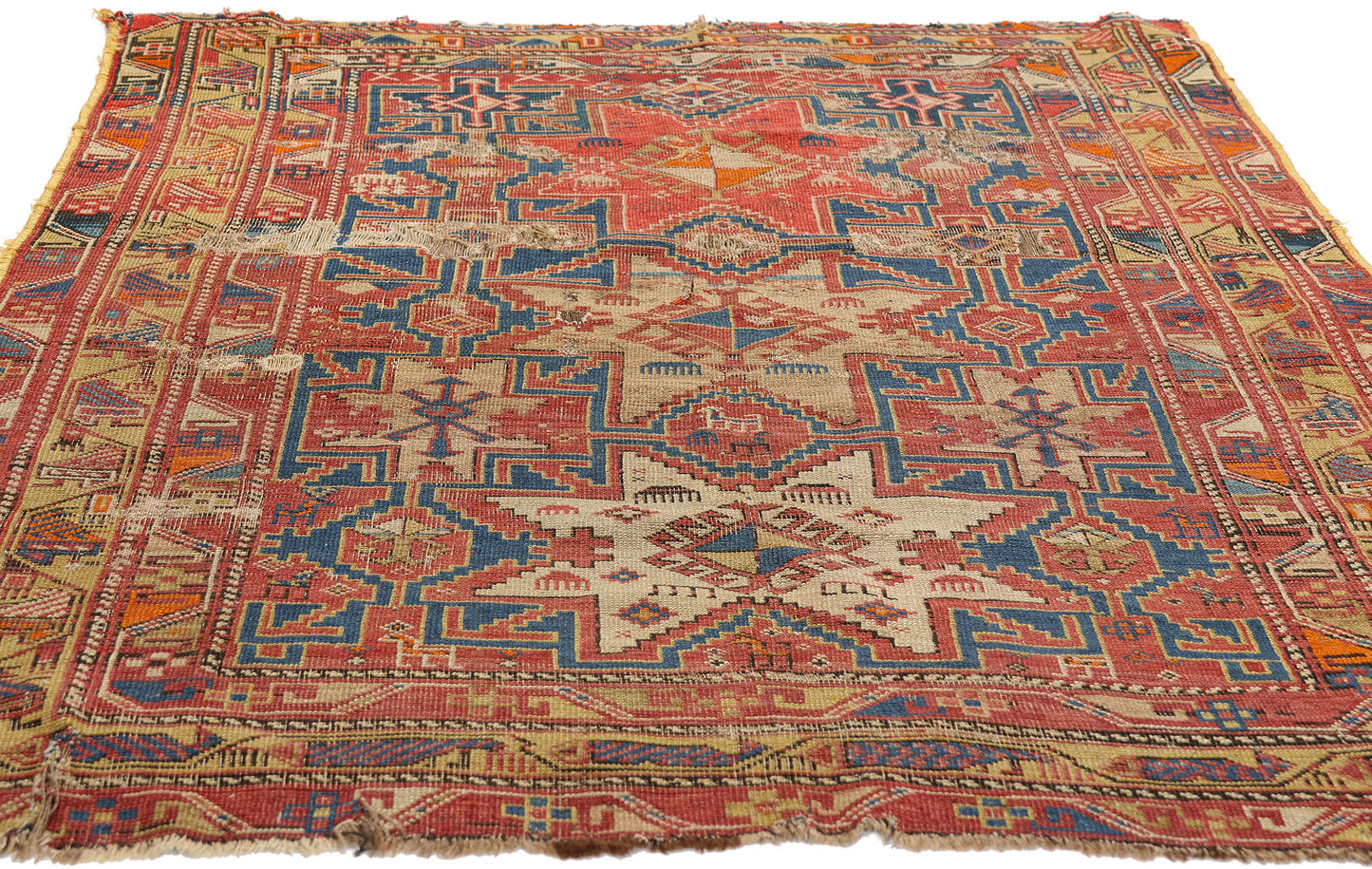 4 x 5 - Rust Antique Caucasian Kazak Rug - 79703