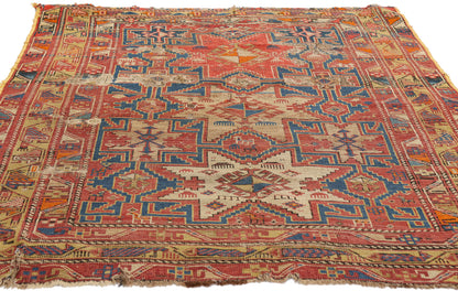 4 x 5 - Rust Antique Caucasian Kazak Rug - 79703