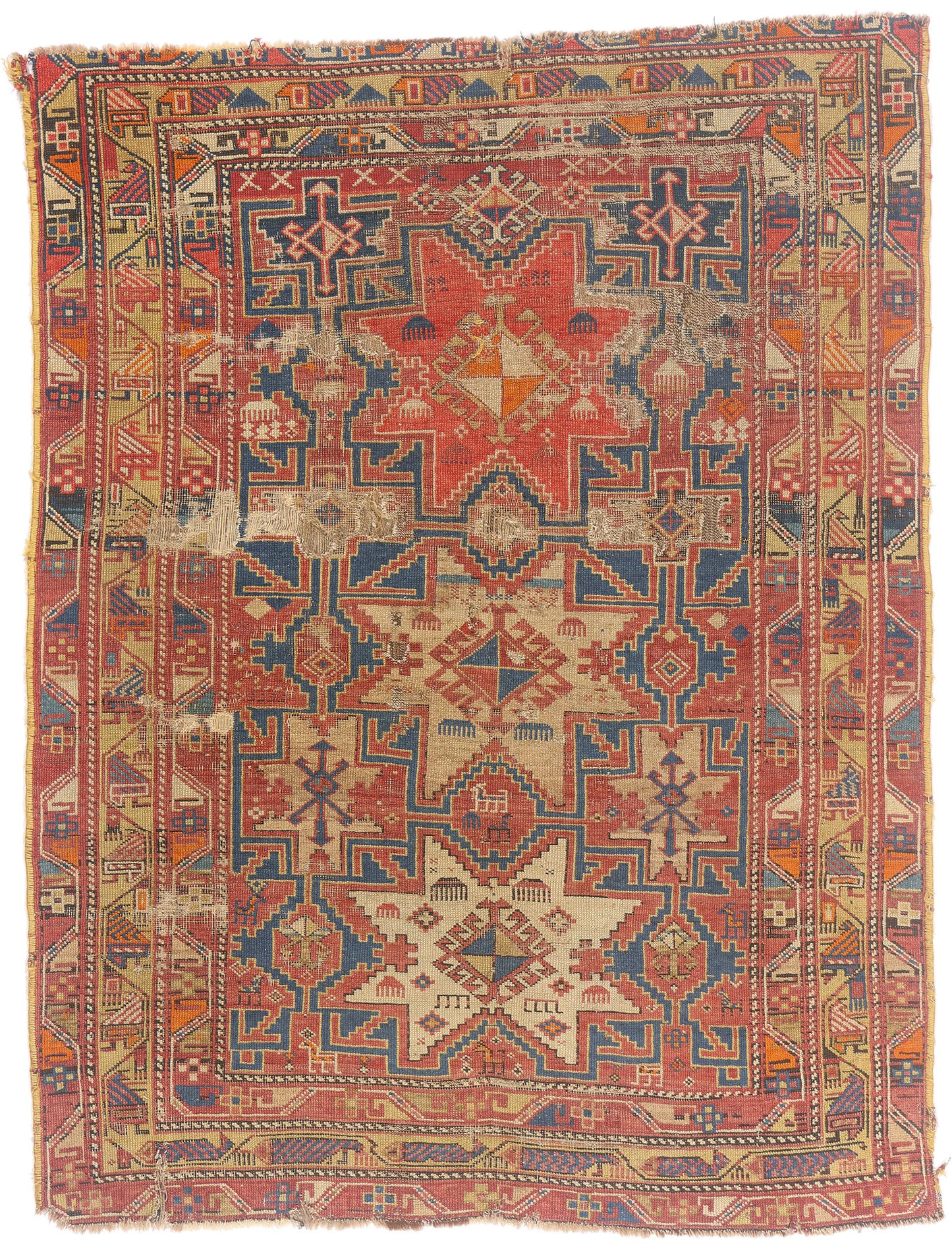 4 x 5 - Rust Antique Caucasian Kazak Rug - 79703