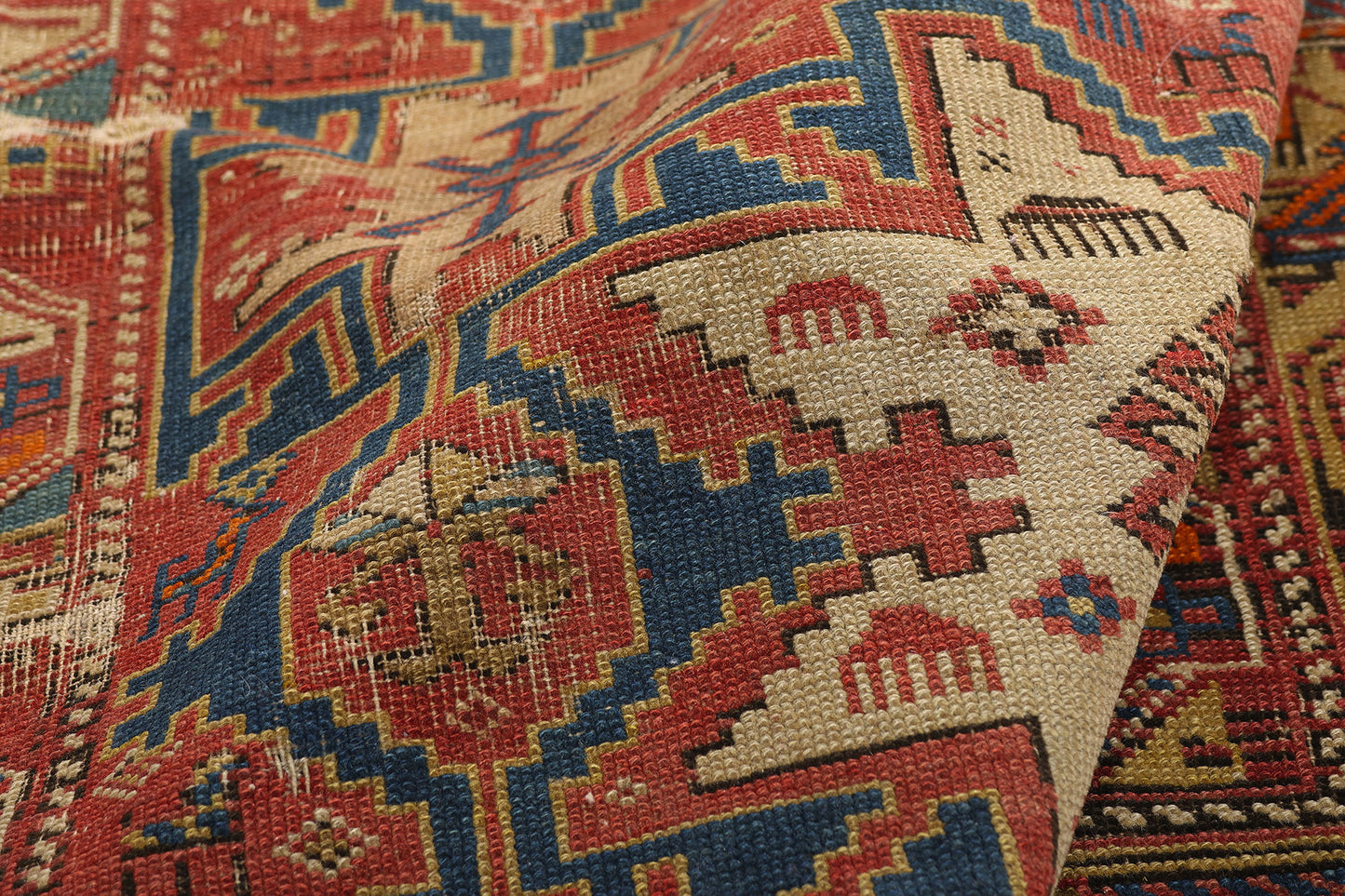 4 x 5 - Rust Antique Caucasian Kazak Rug - 79703