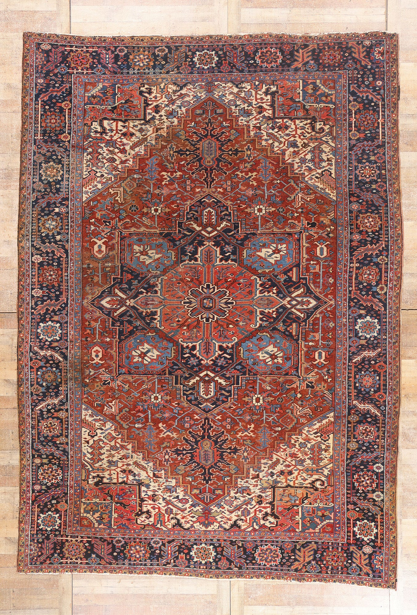 10 x 14 - Red Antique Persian Heriz Rug - 79704