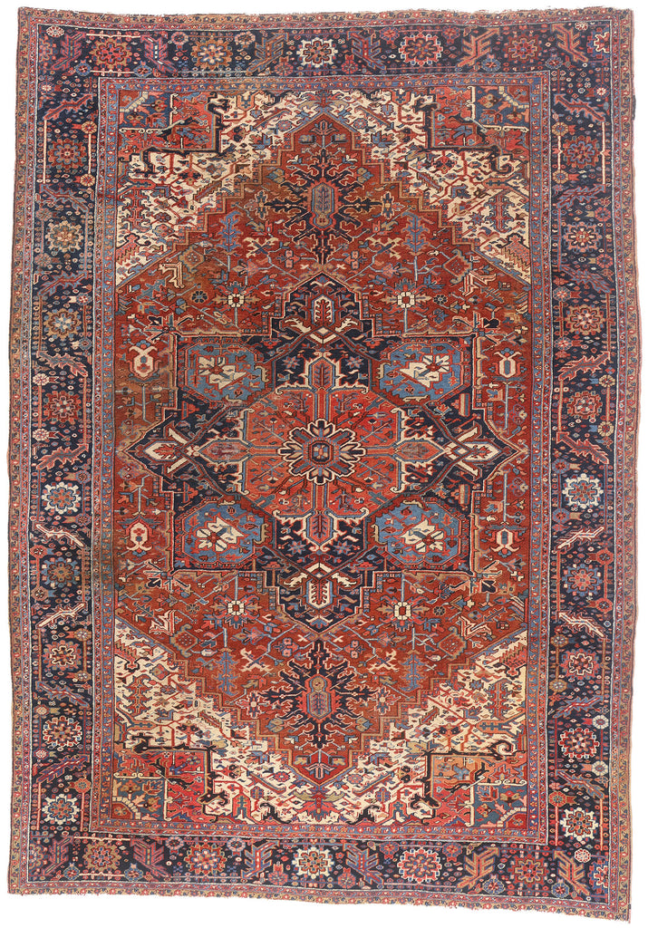 10 x 14 - Red Antique Persian Heriz Rug - 79704