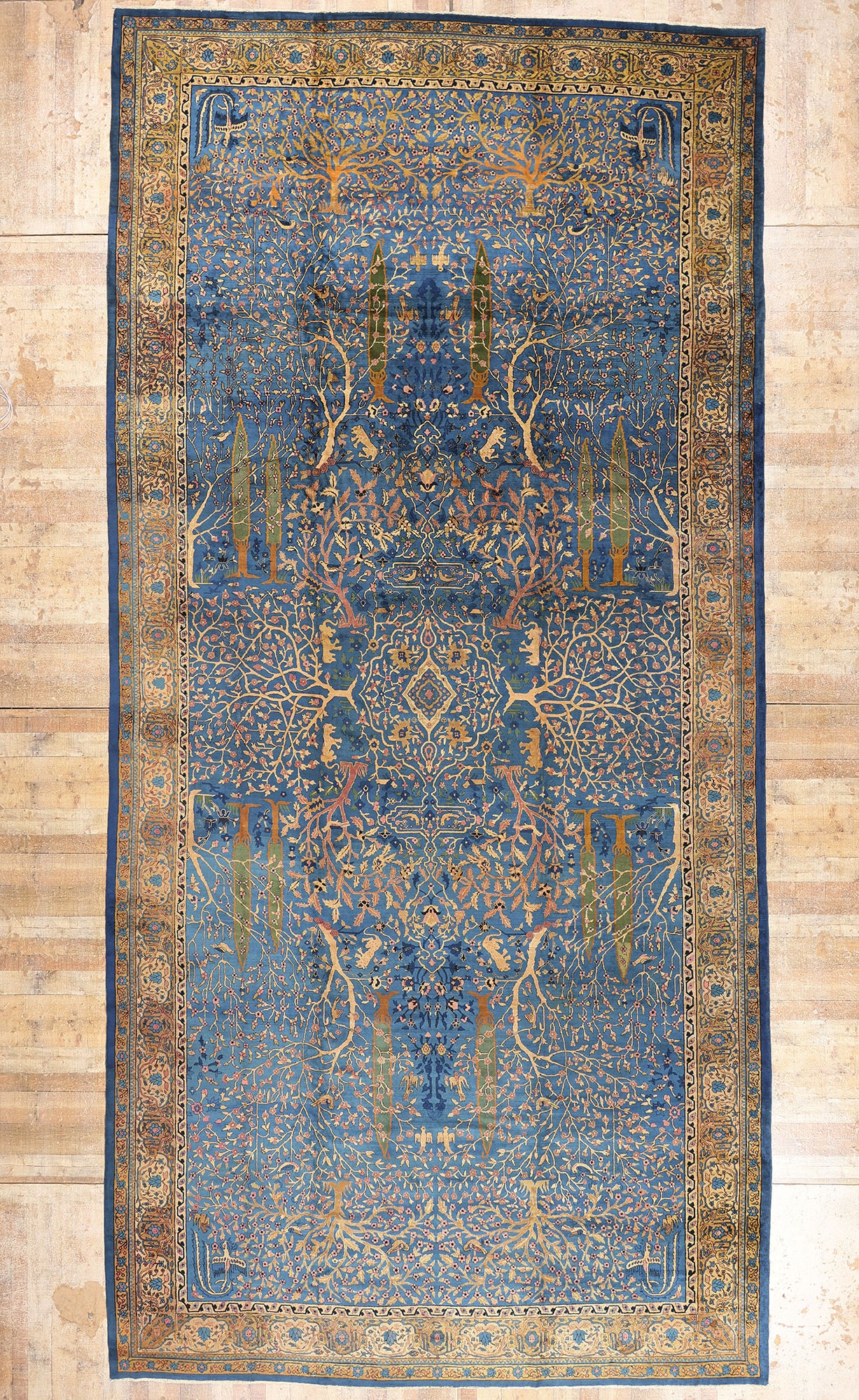 11 x 23 - Blue Antique Indian Agra Rug - 79705