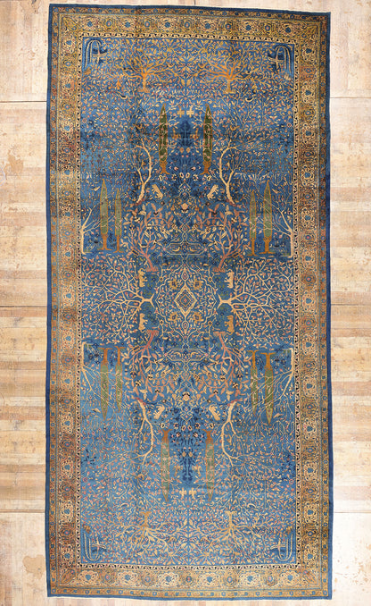 11 x 23 - Blue Antique Indian Agra Rug - 79705