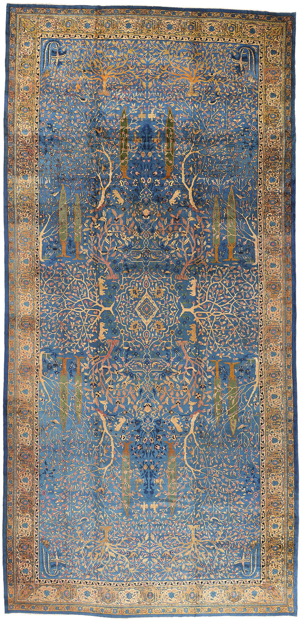 11 x 23 - Blue Antique Indian Agra Rug - 79705