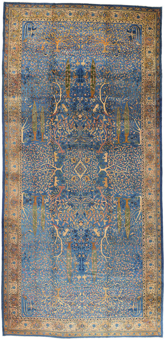 11 x 23 - Blue Antique Indian Agra Rug - 79705