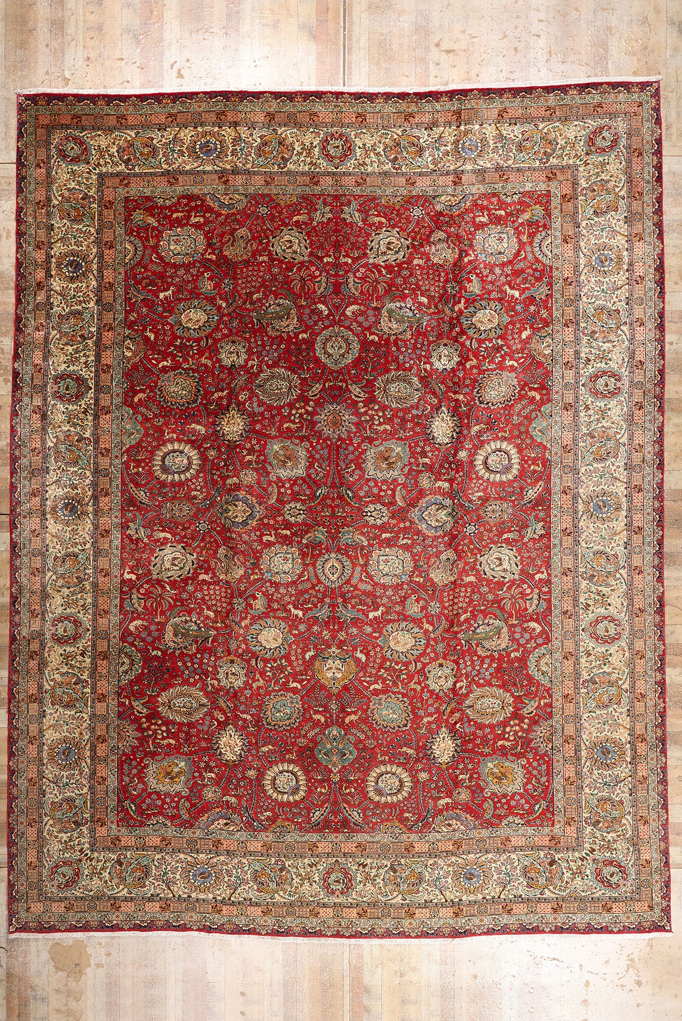 15 x 19 - Red Antique Persian Tabriz Rug - 79707