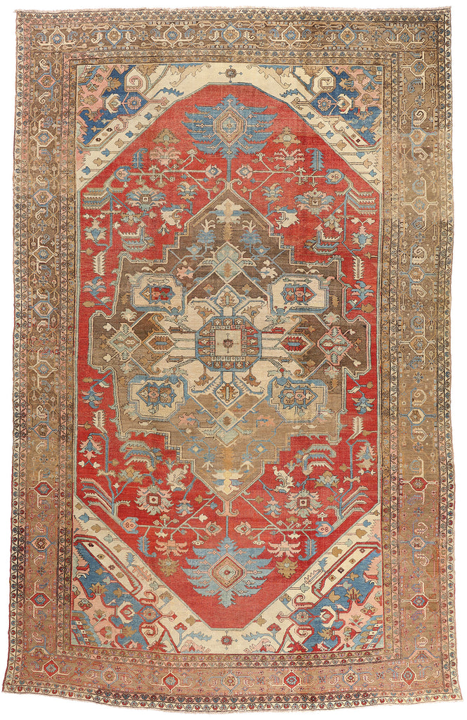 12 x 19 - Red Antique Persian Serapi Rug - 79708
