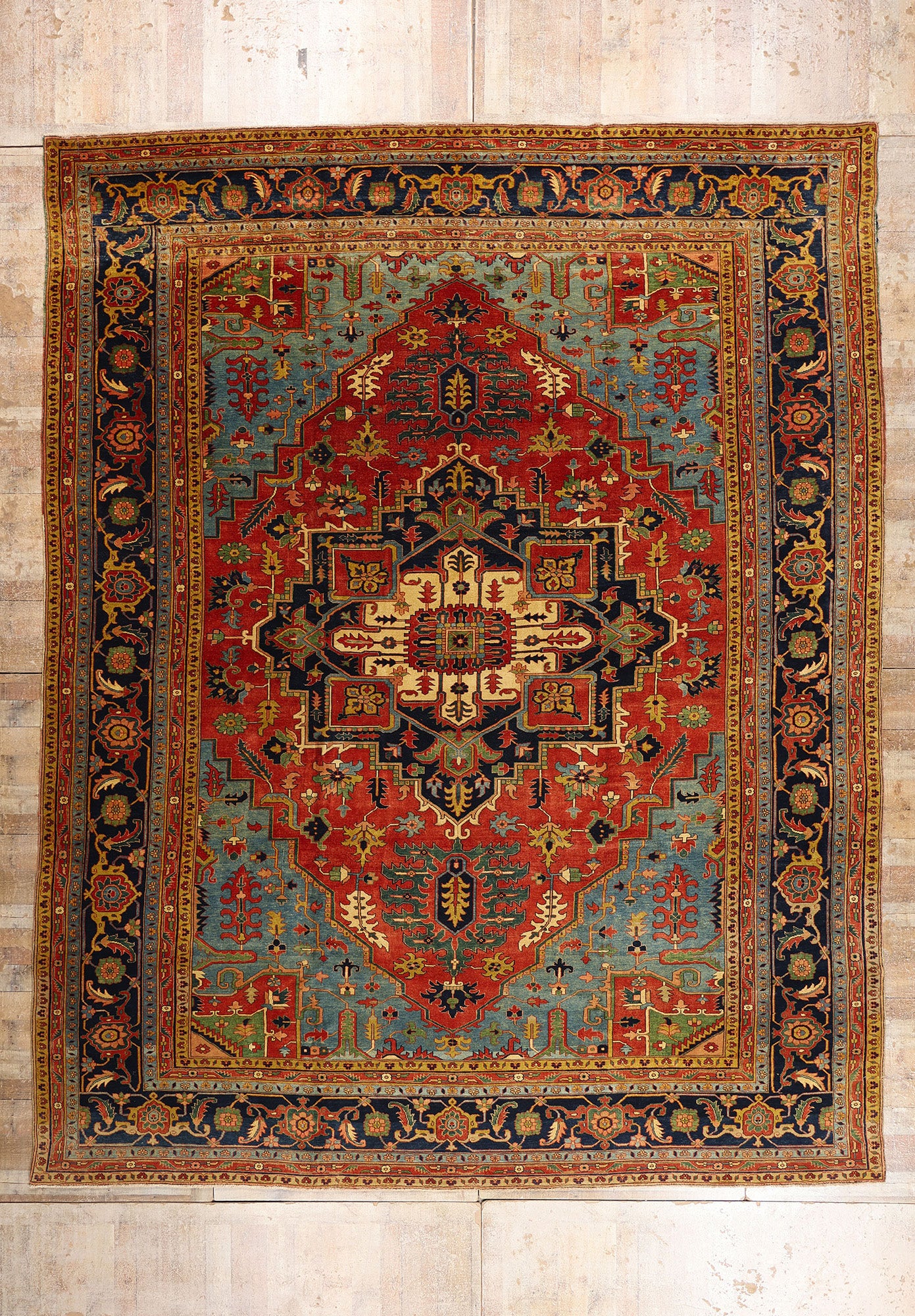 13 x 16 - Red Vintage Persian Heriz Rug - 79709