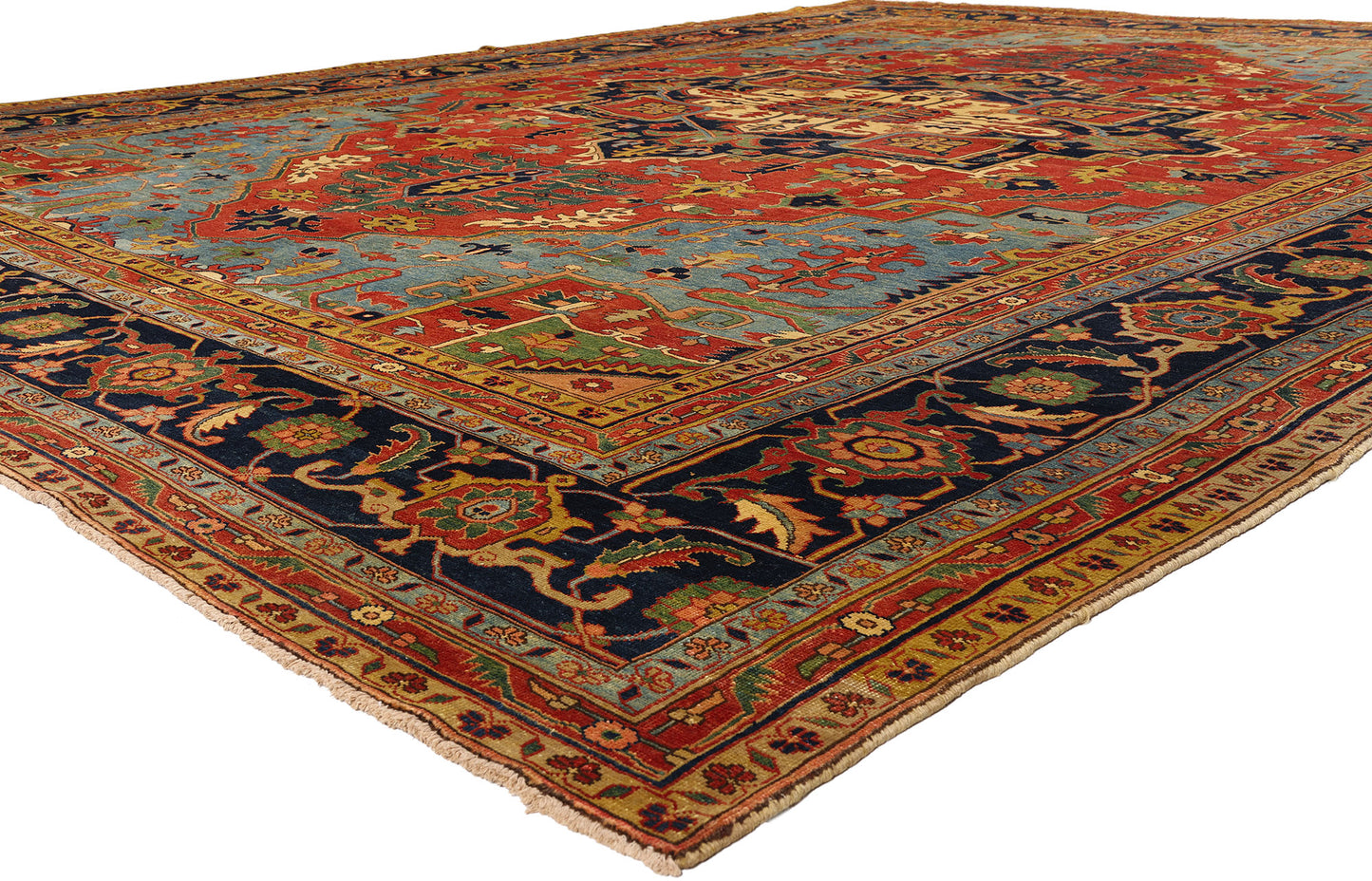 13 x 16 - Red Vintage Persian Heriz Rug - 79709