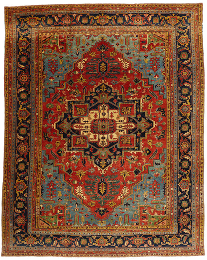 13 x 16 - Red Vintage Persian Heriz Rug - 79709