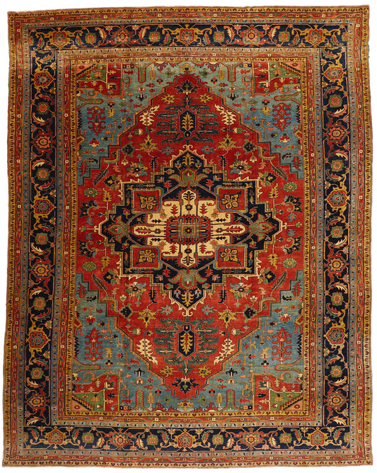 13 x 16 - Red Vintage Persian Heriz Rug - 79709